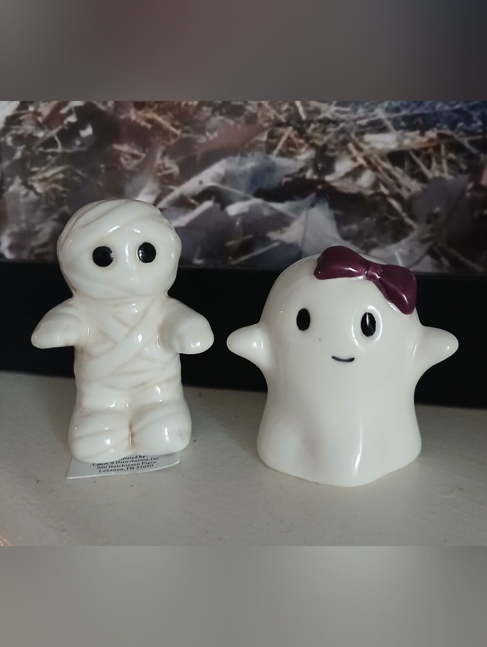 Ghost And Mummy Halloween Salt And Pepper Shaker Set- Nwt